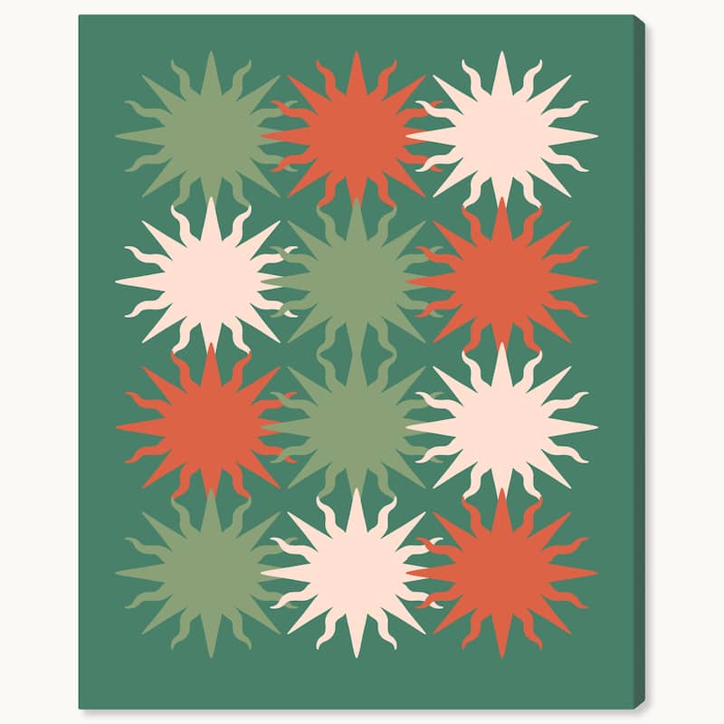Wynwood Studio Canvas Holiday and Seasonal Stars Christmas Labels Green Modern & Contemporary Wall Art Canvas Print