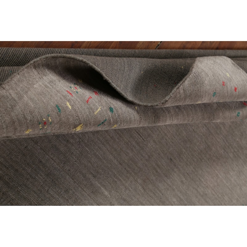 Gabbeh Oriental Area Rug Handmade Gray Wool Carpet - 7'9"x 9'9"