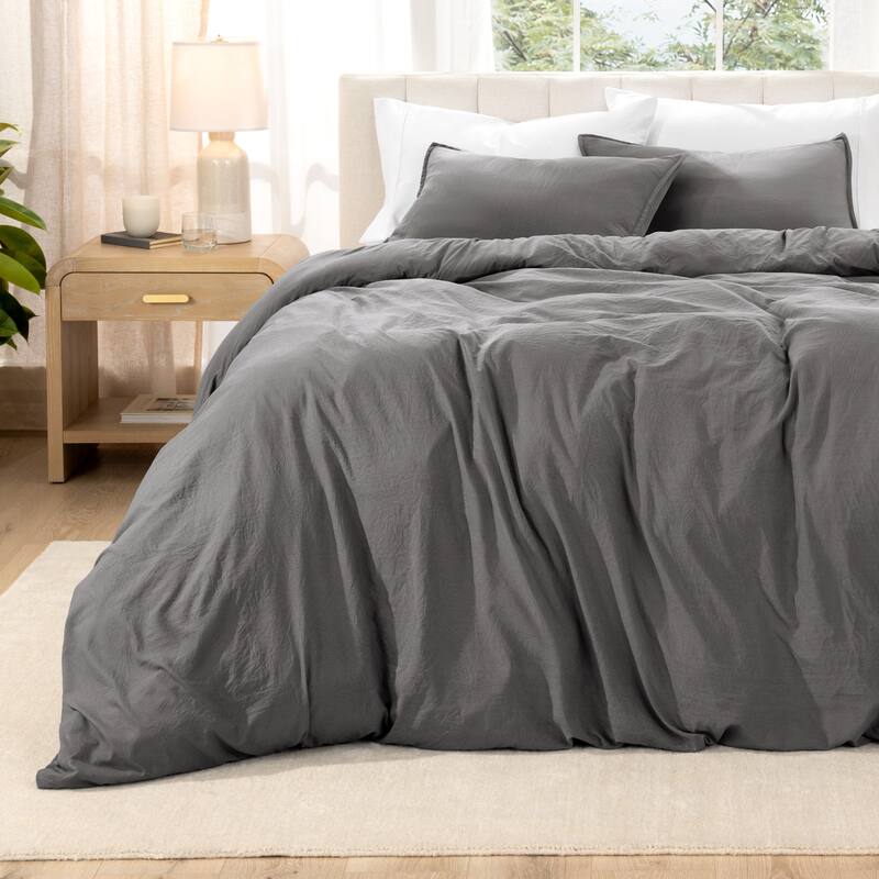 Bare Home Premium Washed Microfiber Duvet Cover and Sham Set