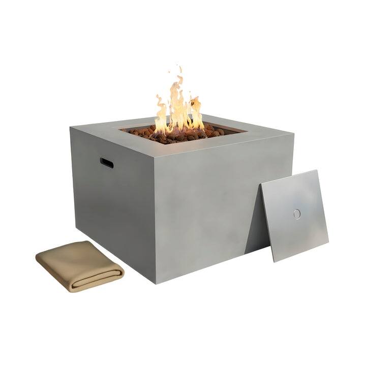 Kinger Home 32-Inch Outdoor Propane Alloy Steel Fire Pit for Patio - Grey - Propane