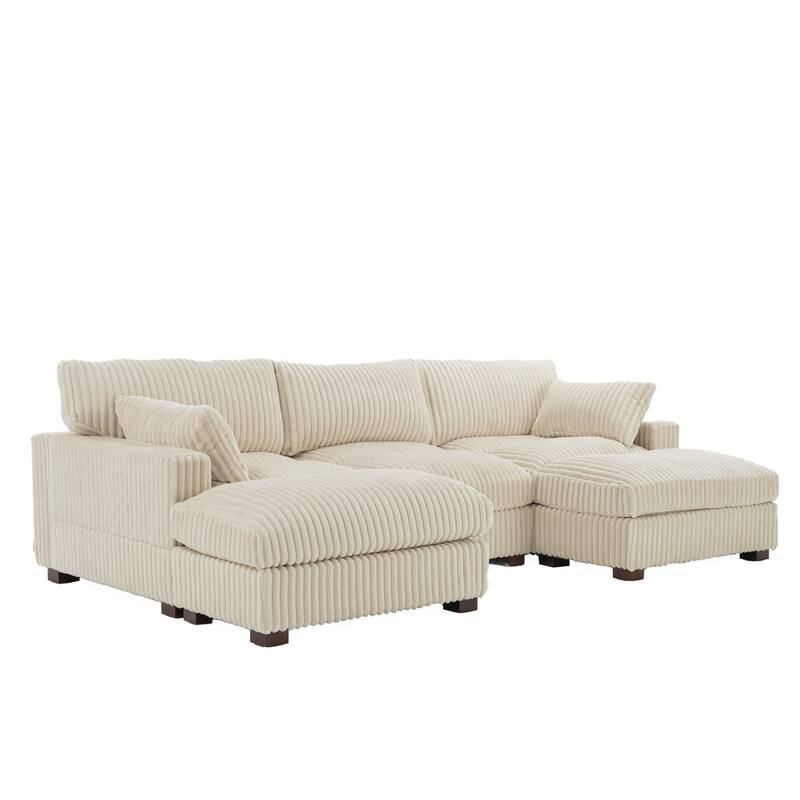 Oversized U-shaped Plush Modular Sectional Sofa Set