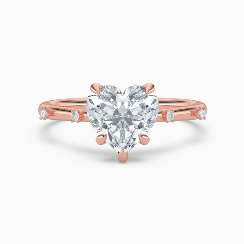Auriya 14k Gold Petite Diamond Station Heart Lab Grown Engagement Ring 1.00 to 5.00 ct. tw. (F-G, VS) - 8 - 1.25 carats - Rose