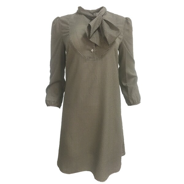 Shop Ariana Rockefeller Houndstooth Print Neck Tie Long Sleeve