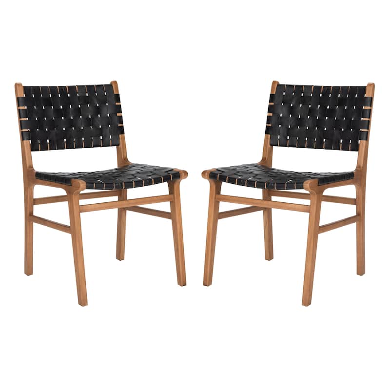 SAFAVIEH Hildred Woven Leather Dining Chair - Cognac / Natural - 20Wx22Dx33H