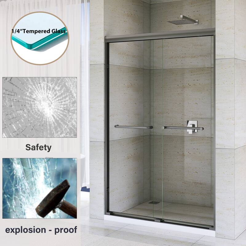 Double Sliding Framed Shower Door in Matte Black Finish