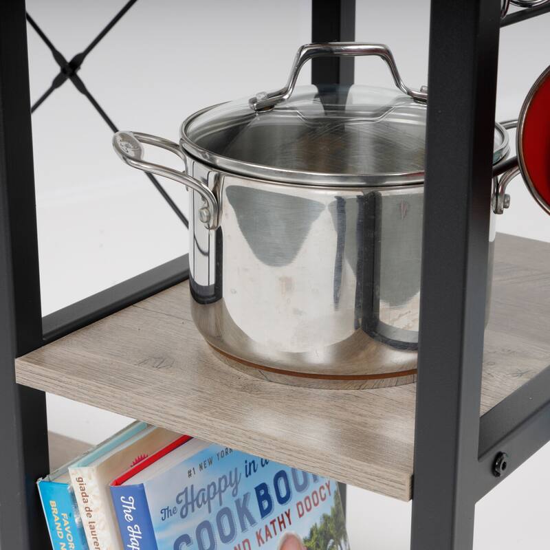 Kitchen Island Cart with Storage - Rolling Kitchen Island with Vegetable Basket