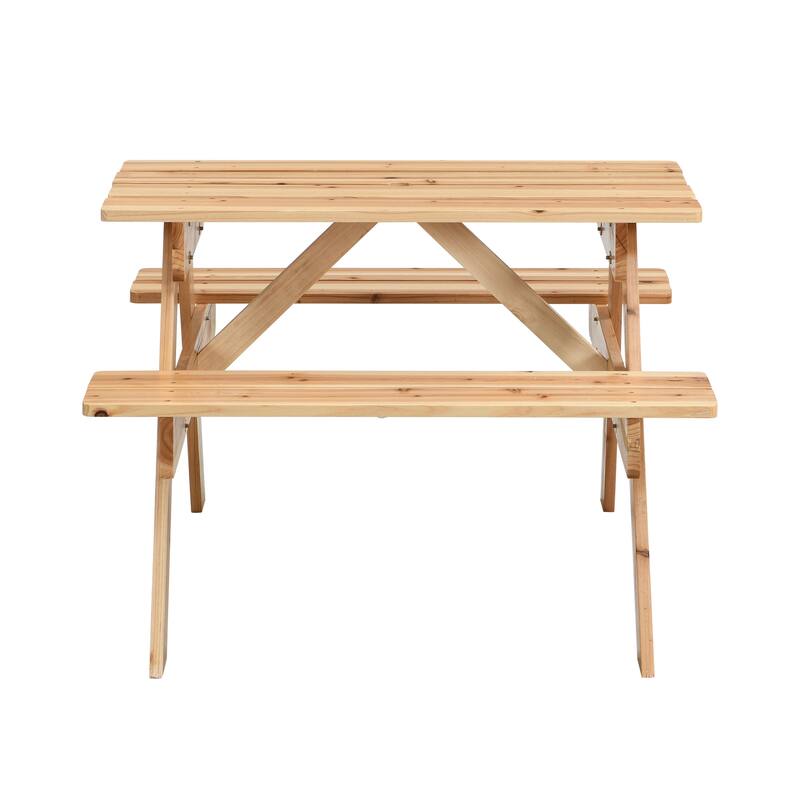 natural Solid Wood Children’s Table and Chair Set for Playroom Bedroom Reading and Creative Activities