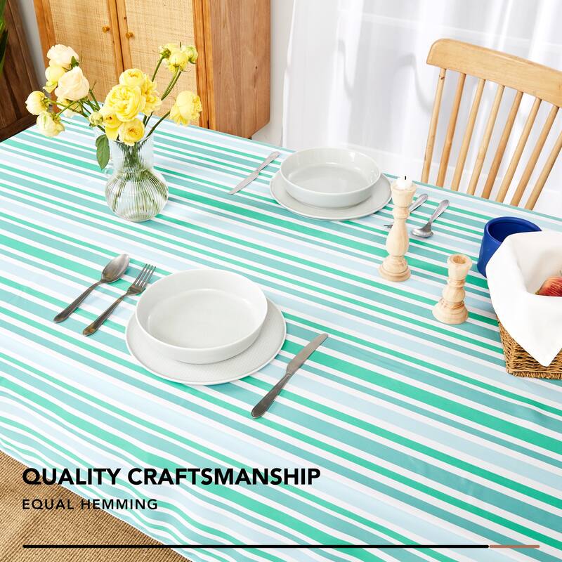 Deconovo Waterproof Polyester Tablecloth with Three Striped Patterns