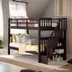 preview thumbnail 1 of 13, Stairway Twin over Twin Bunk Bed with Storage and Guard Rail for Bedroom, Dorm, Maximized Storage Space, Espresso Espresso