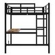 preview thumbnail 8 of 10, Black Full Size Metal Loft Bed with Power Outlet and LED Lighted, Space-Saving, Noise Reduced