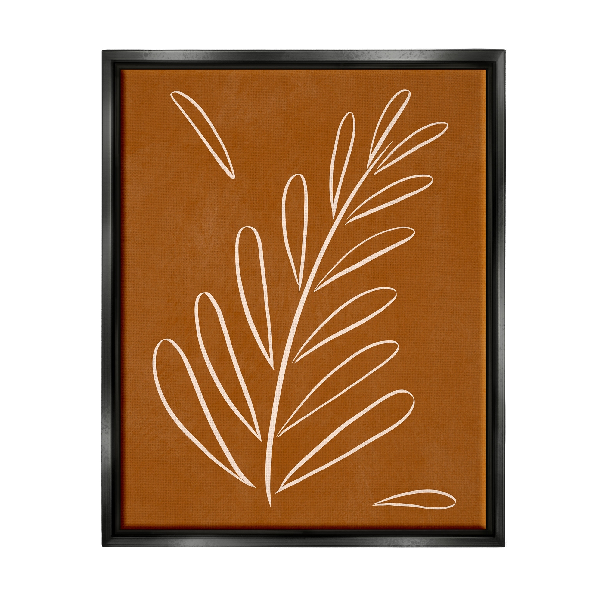 Stupell Modern Fern on Brown Framed Floater Canvas Wall Art Design by Birch&Ink