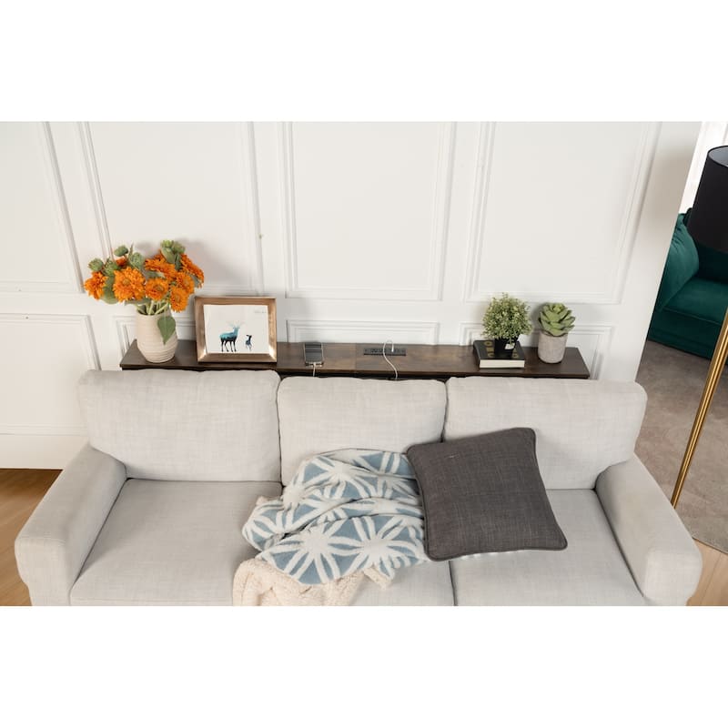 Homy Casa Console/Sofa Table with Outlets & USB Ports, Metal Frame