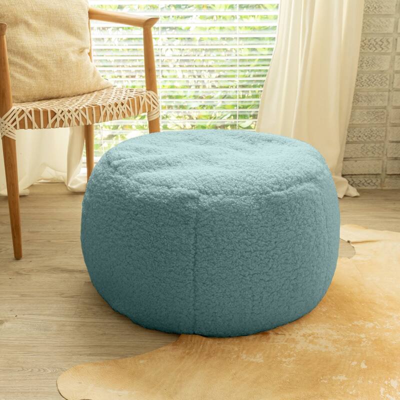 Jaxx Ellis Pouf - Modern Shearling Faux-Lamb Plush Fleece Ottoman