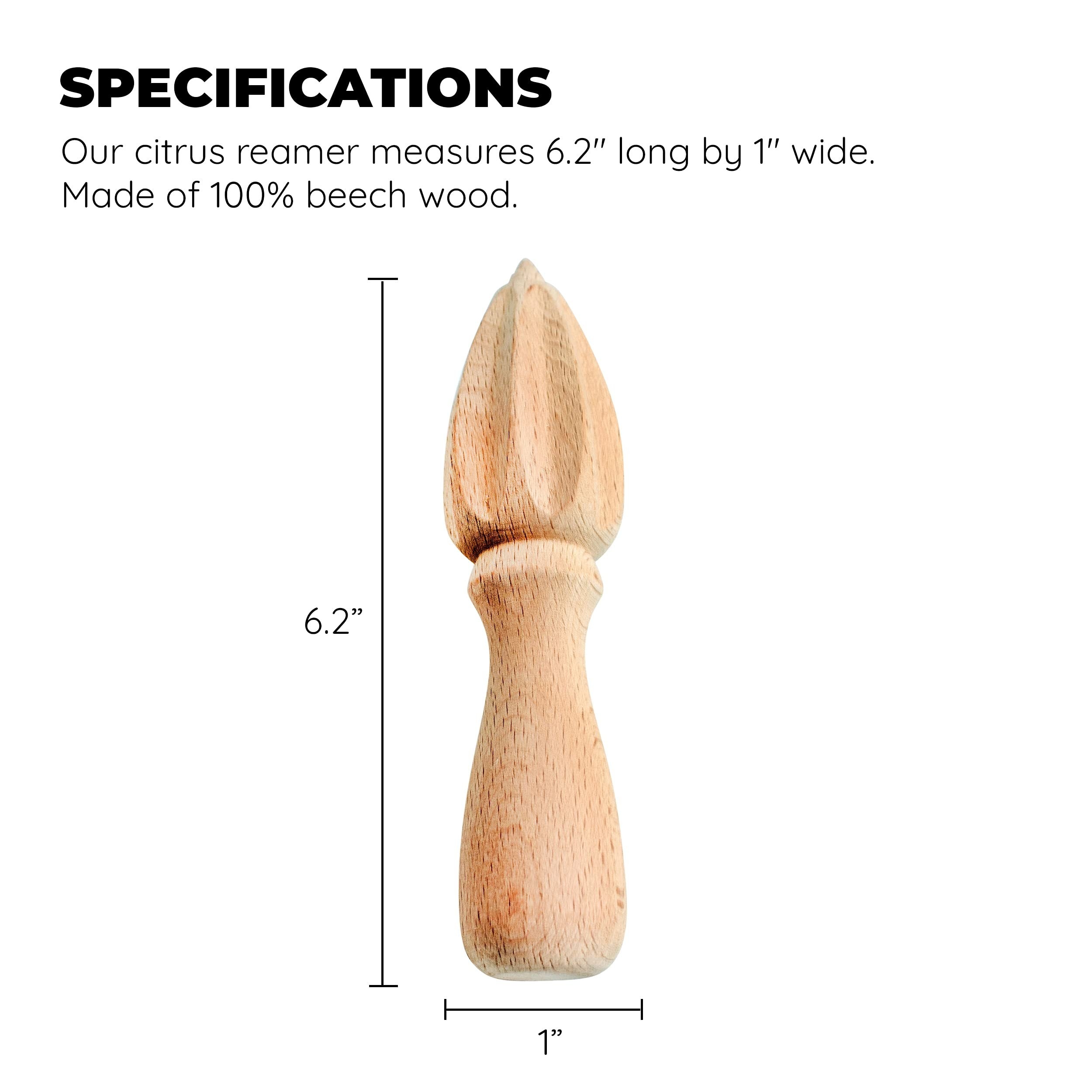 Culinary Fresh Beech Wood Citrus Reamer, Orange and Lemon Handheld Juicer