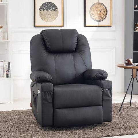 Mcombo Large Power Lift Recliner Leather Chair with Massage Heat