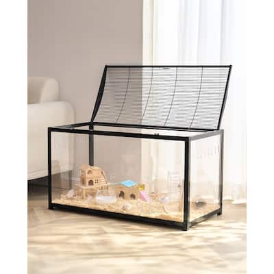 Black Acrylic Metal Hamster Cage with Ventilation & Easy Clean - 37.8 x 18.5 x 21.7 inches
