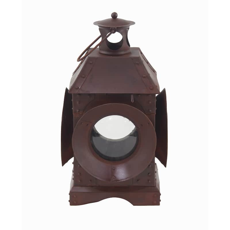 Industrial Brown Metal Lantern 10 x 18 - 10 x 10 x 18
