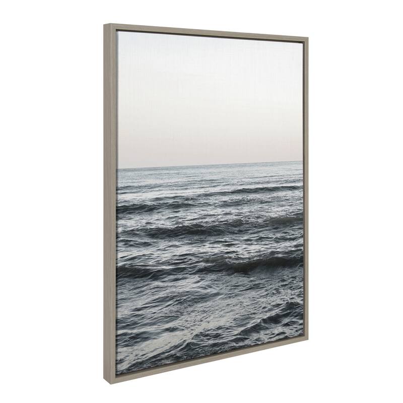Kate and Laurel Sylvie Calm Ocean Framed Canvas by Vidal Hernandez