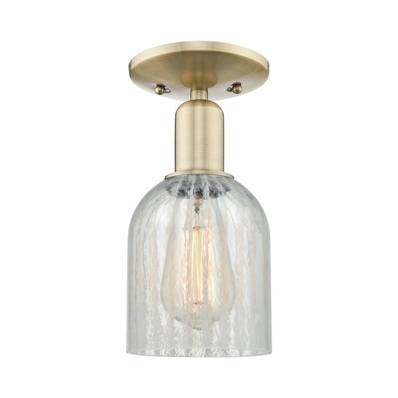 Innovations Lighting Endless Possibilities Arcadia - Caledonia - 1 Light 5" Semi-Flush Mount with Mouchette Shade - Mouchette/Antique Brass