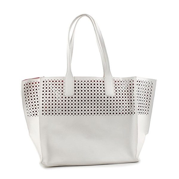 Emilie M. La Mar Perforated Tote Women Leather White Tote