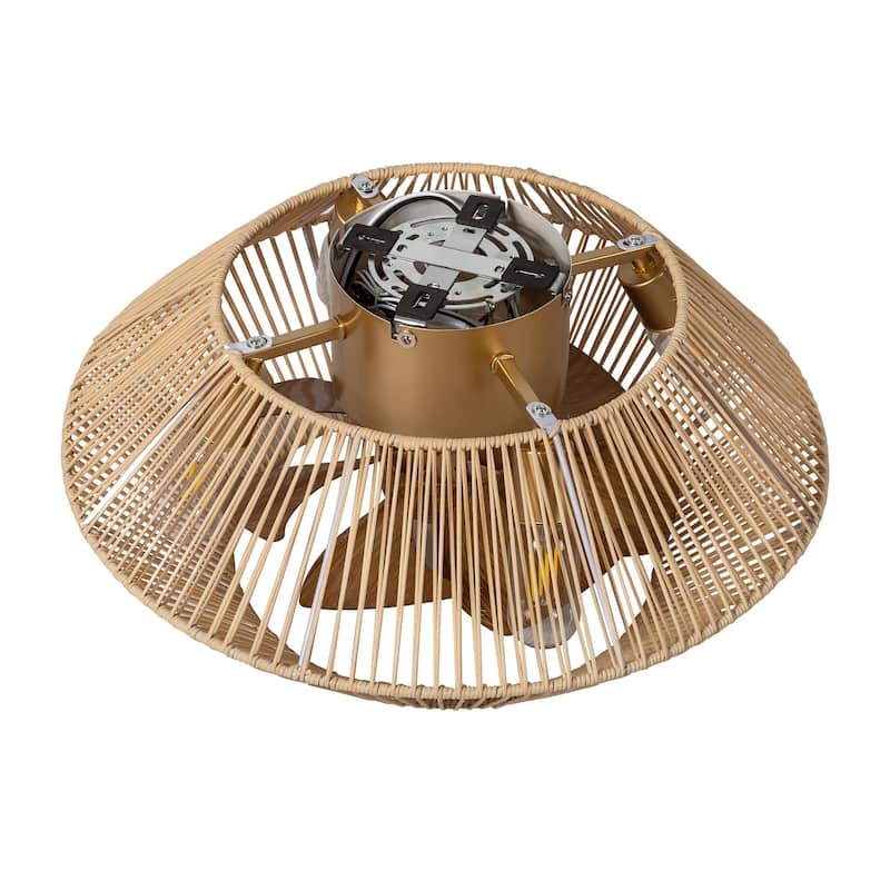 16.5"/19"/20" Vintage Distressed White Low Profile Ceiling Fan with Remote (7-Blade)