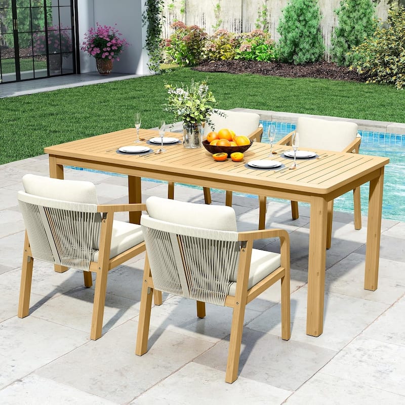 5-Piece Patio Dining Set Table & Chairs - N/A - Beige