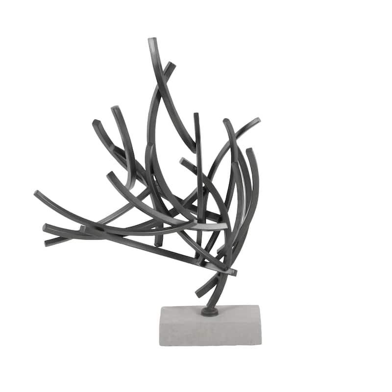 Metal Abstract Sculpture with Marble Base - Gray - Roche River Decor - 7"W x 17"L x 24"H