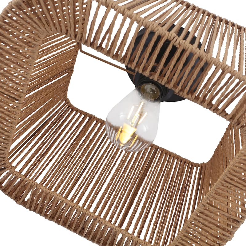 1 - Light Semi - Flush Mount Ceiling Light - Natural