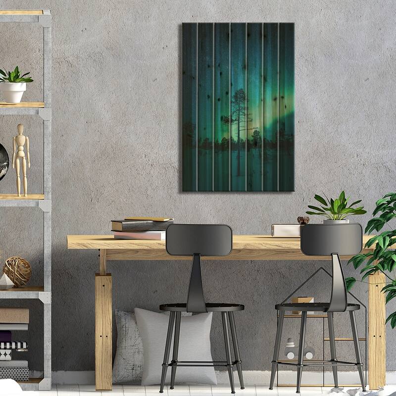 Senja Night Show Print On Wood by Steffen Fossbakk - Multi-Color