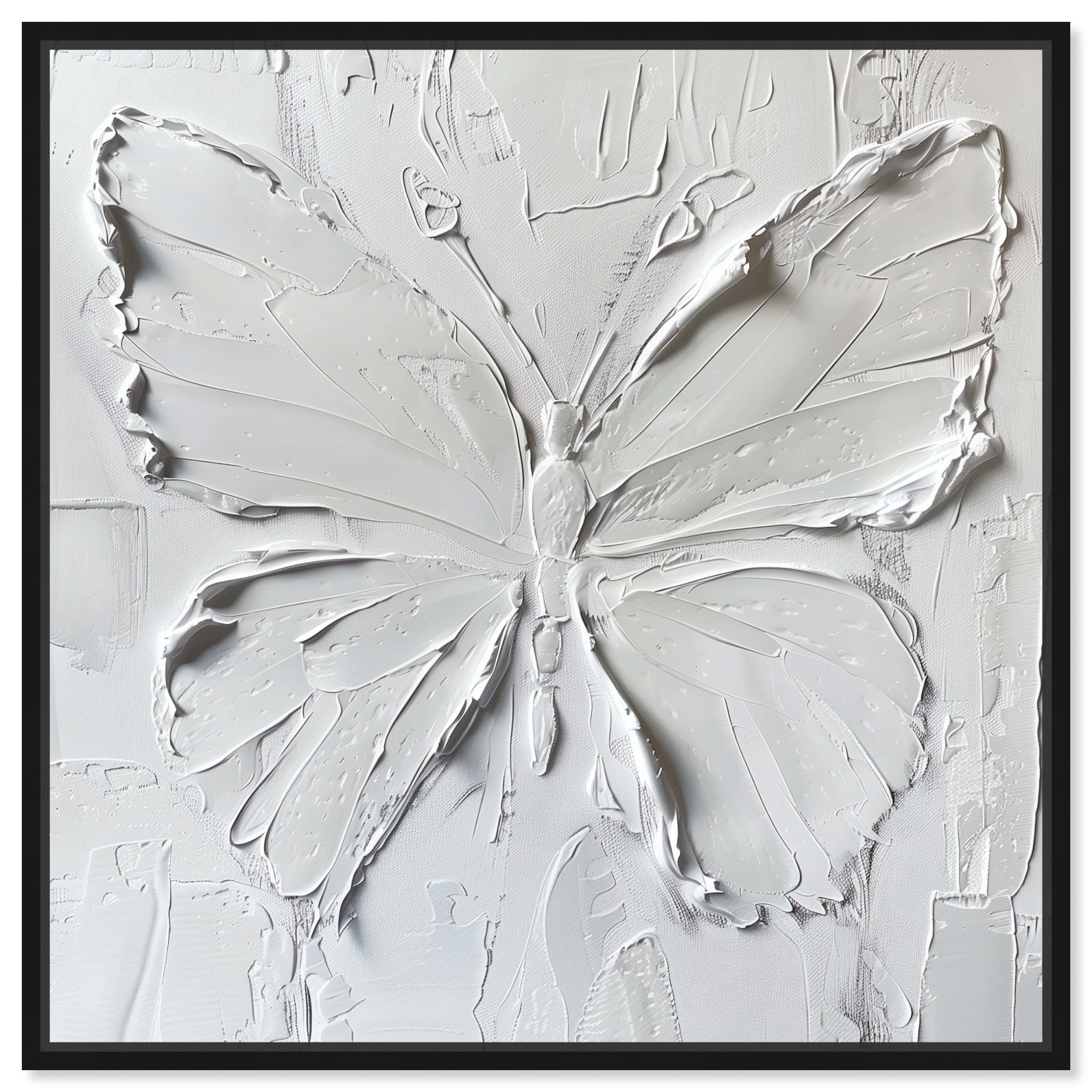 White Butterfly Canvas Elegant White Gold Wall Art by Art Remedy