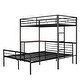 preview thumbnail 5 of 8, Metallic Black Twin over Full Metal Bunk Bed with Desk, Ladder and Quality Slats for Bedroom, 78.1''L*41.4''W*65''H, 103LBS