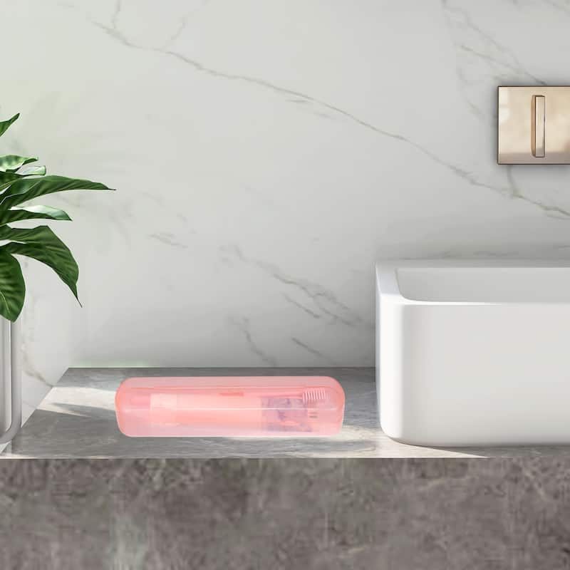Toothbrush Travel Case, Plastic, Lightweight Traveling Toothbrush Holders Case, 2.17"x1.38"x8.07" - Pink