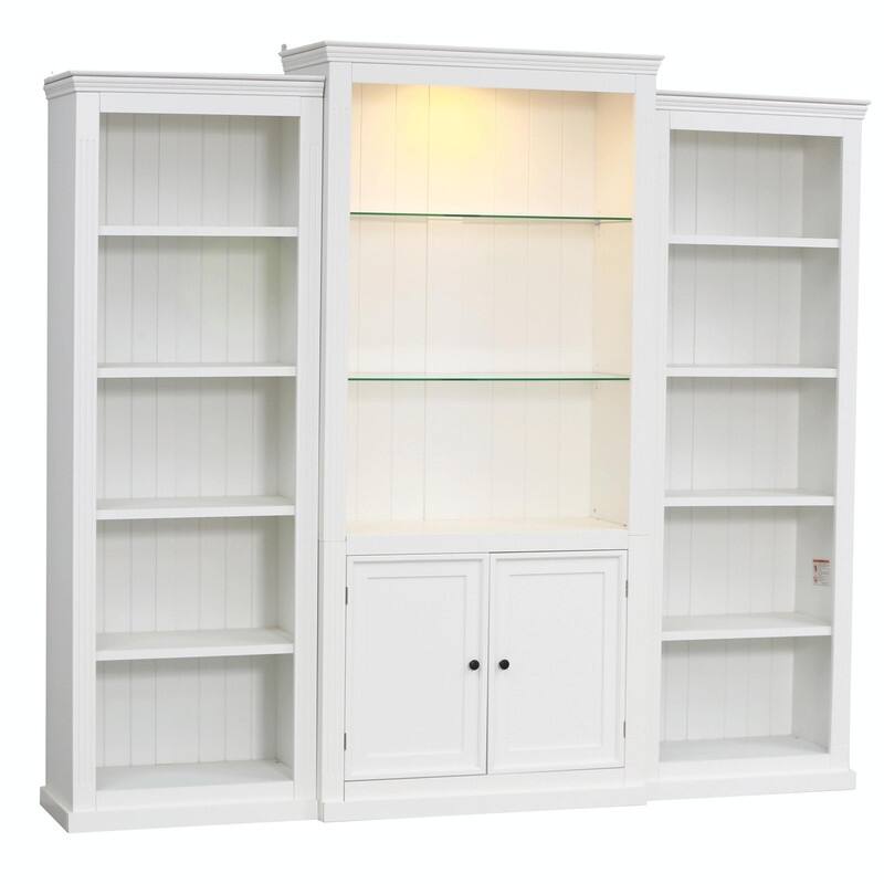 78.75" Tall 3-Piece Bookcase Set with Adjustable 5-Color LED Light, Retro Glass Display Shelves for Living Room or Office