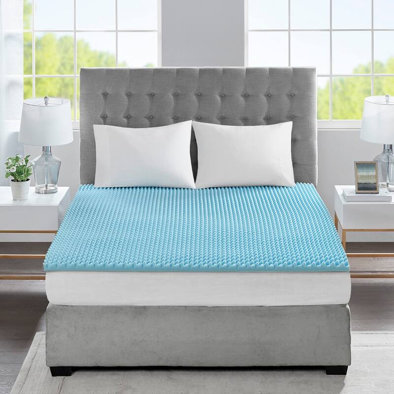 All Season Reversible Hypoallergenic Cooling Blue Mattress Topper