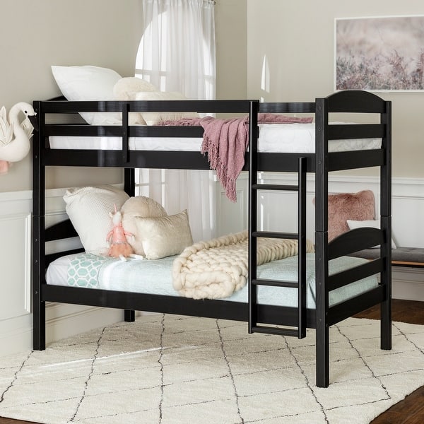 slide 2 of 15, Walker Edison Solid Wood Twin Convertible Bunk Bed - Black Black