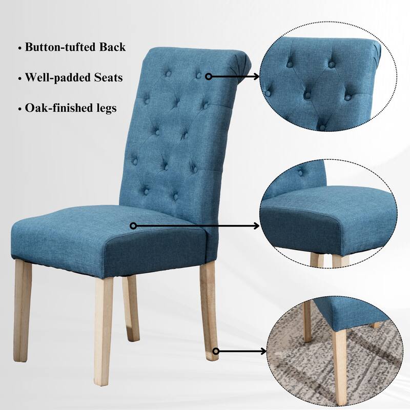 Button Tufted Upholstered Chairs, Round Kitchen Table with Cross Pedestal, Practical Table and Chair Set