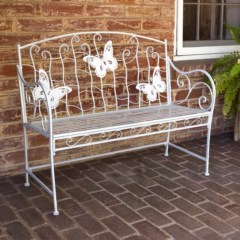 Alpine Corporation 44"L Indoor/Outdoor 2-Person Classic Metal Garden Bench