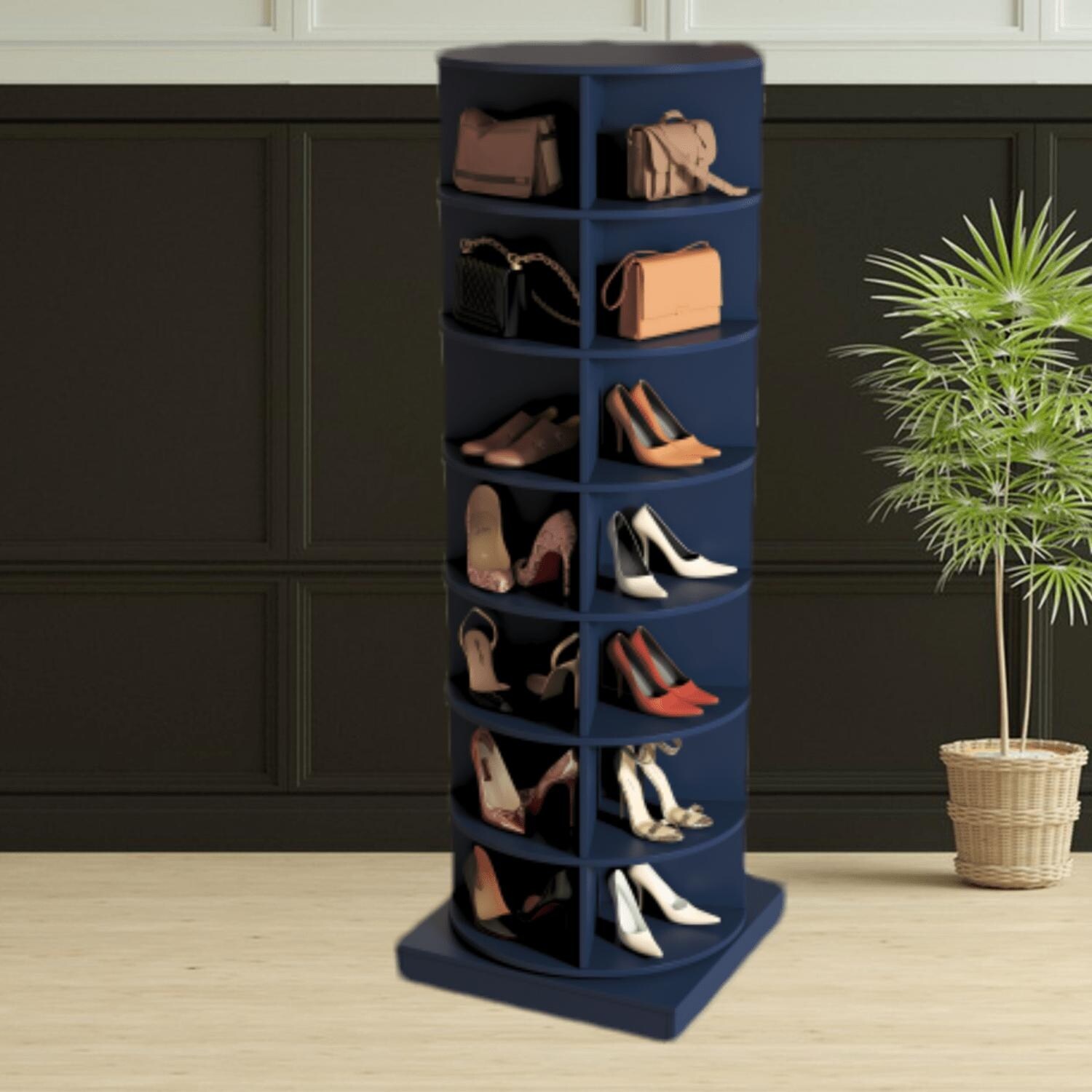 Space-Saving 360-Degree Rotating Shoe Storage Rack Cabinet for 28