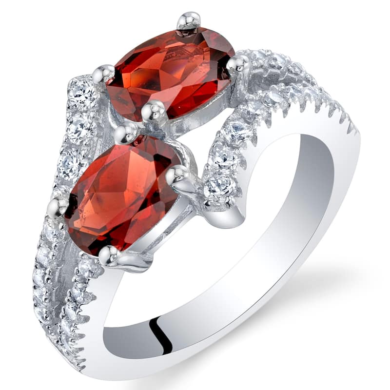 Sterling Silver 2 ct Garnet Birthstone Ring