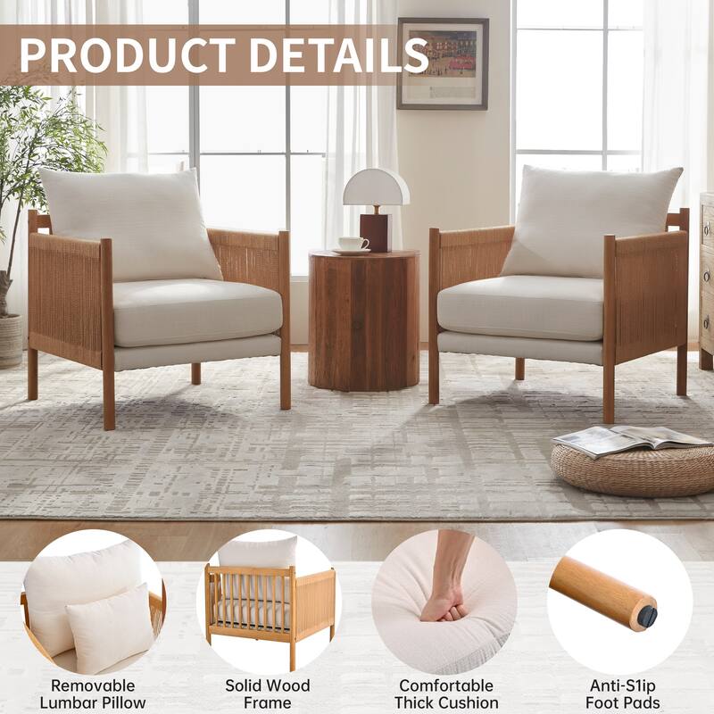 Accent Chair with Braid Wood Arm