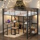 preview thumbnail 12 of 18, Full Size Loft Bed with Desk, Wardrobe, Shelves and Cabinet, White