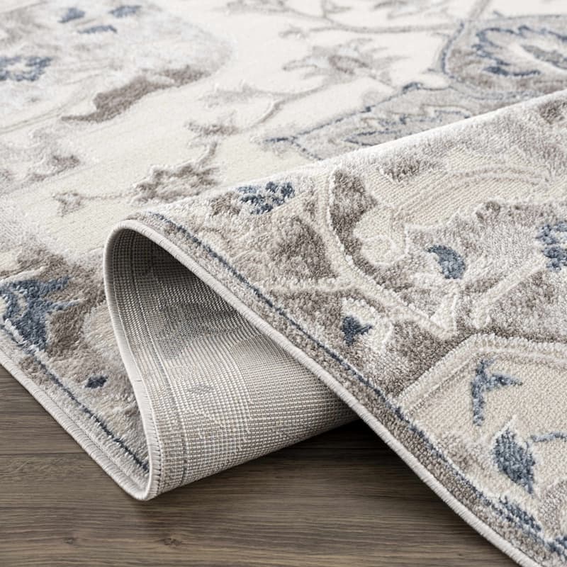 Hauteloom Calum Living Room, Bedroom Area Rug - Farmhouse - High Pile - Pink,Gray - 7'9" x 9'6"