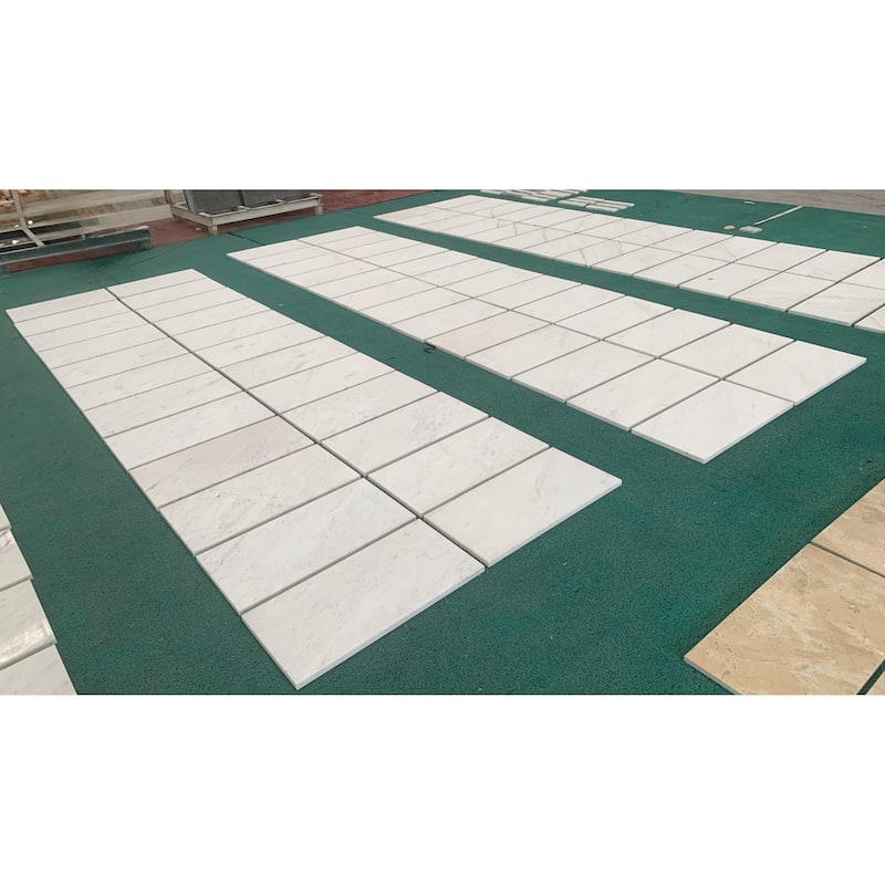 Roomfitters Natural Marble Wall Tile, FS Textured 3D Fluted Stone, Genuine Marble, 4-Piece Box, White