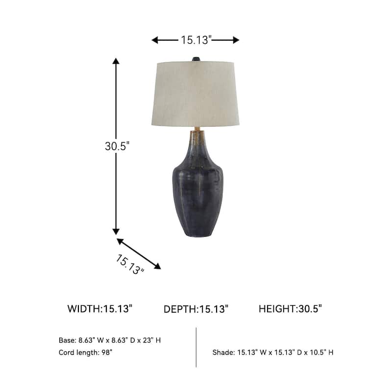 Evania Metal Table Lamp - 15.13" W x 15.13" D x 30.5" H