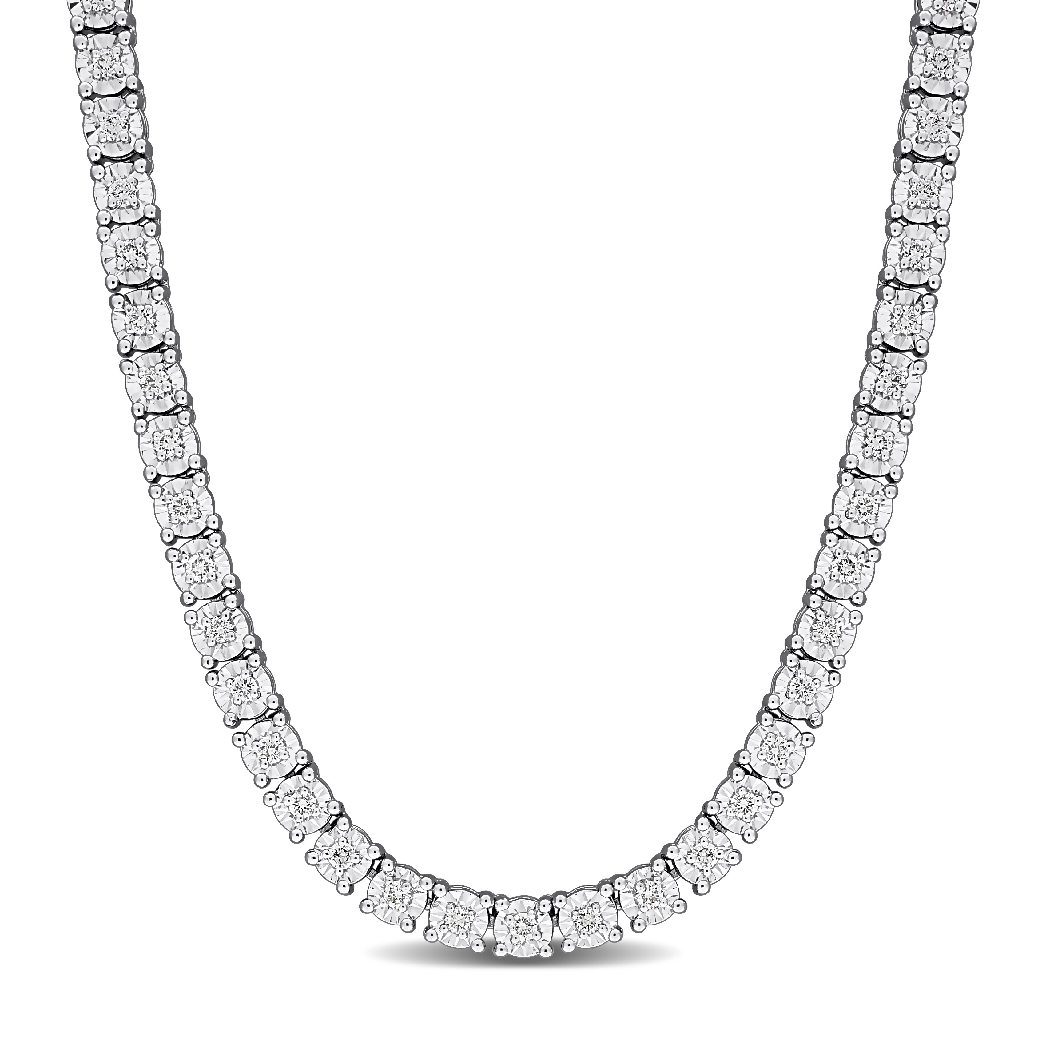 Miadora Lab-Grown Diamond Tennis Necklace in Sterling Silver