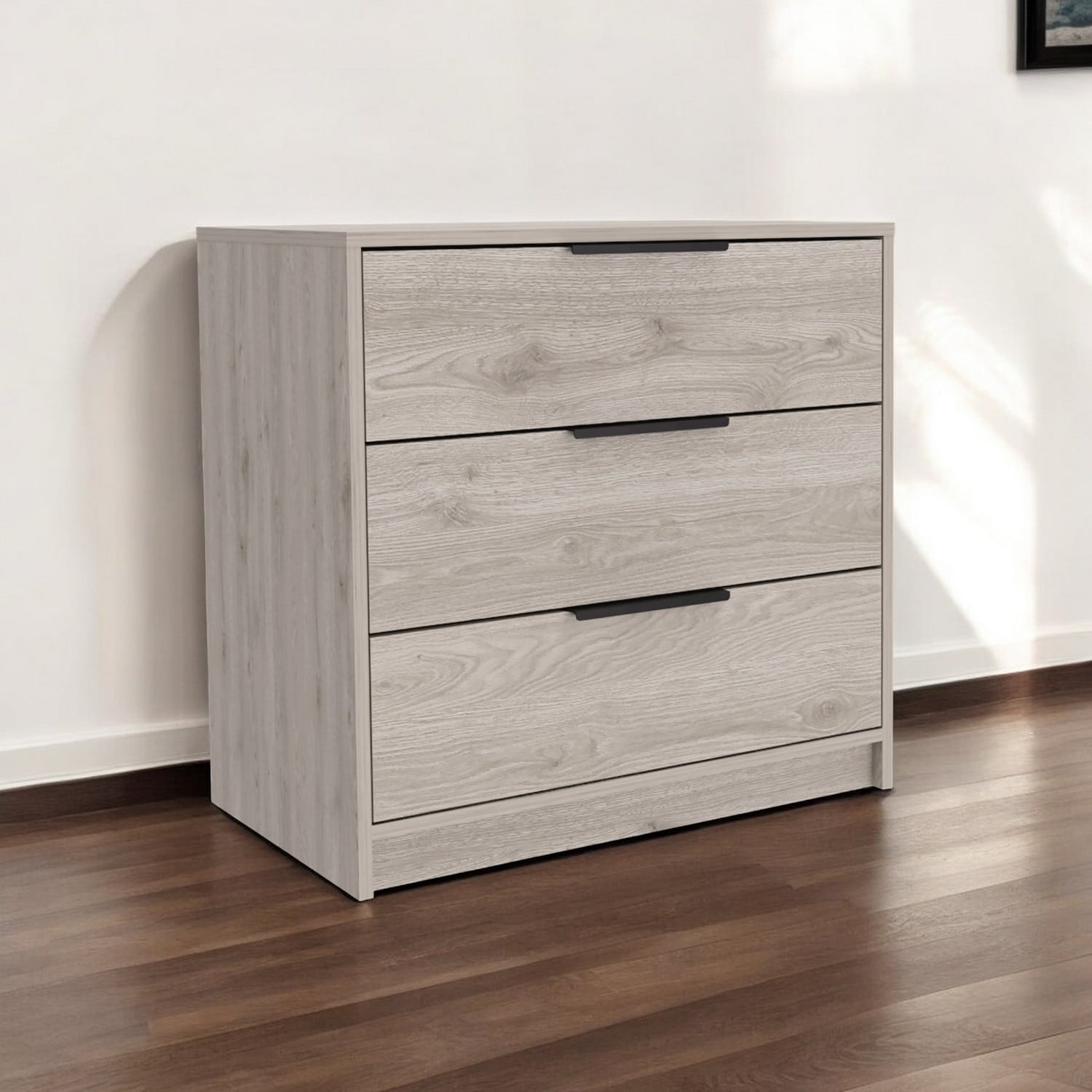 HomeRoots 28" Light Gray Three Drawer Dresser