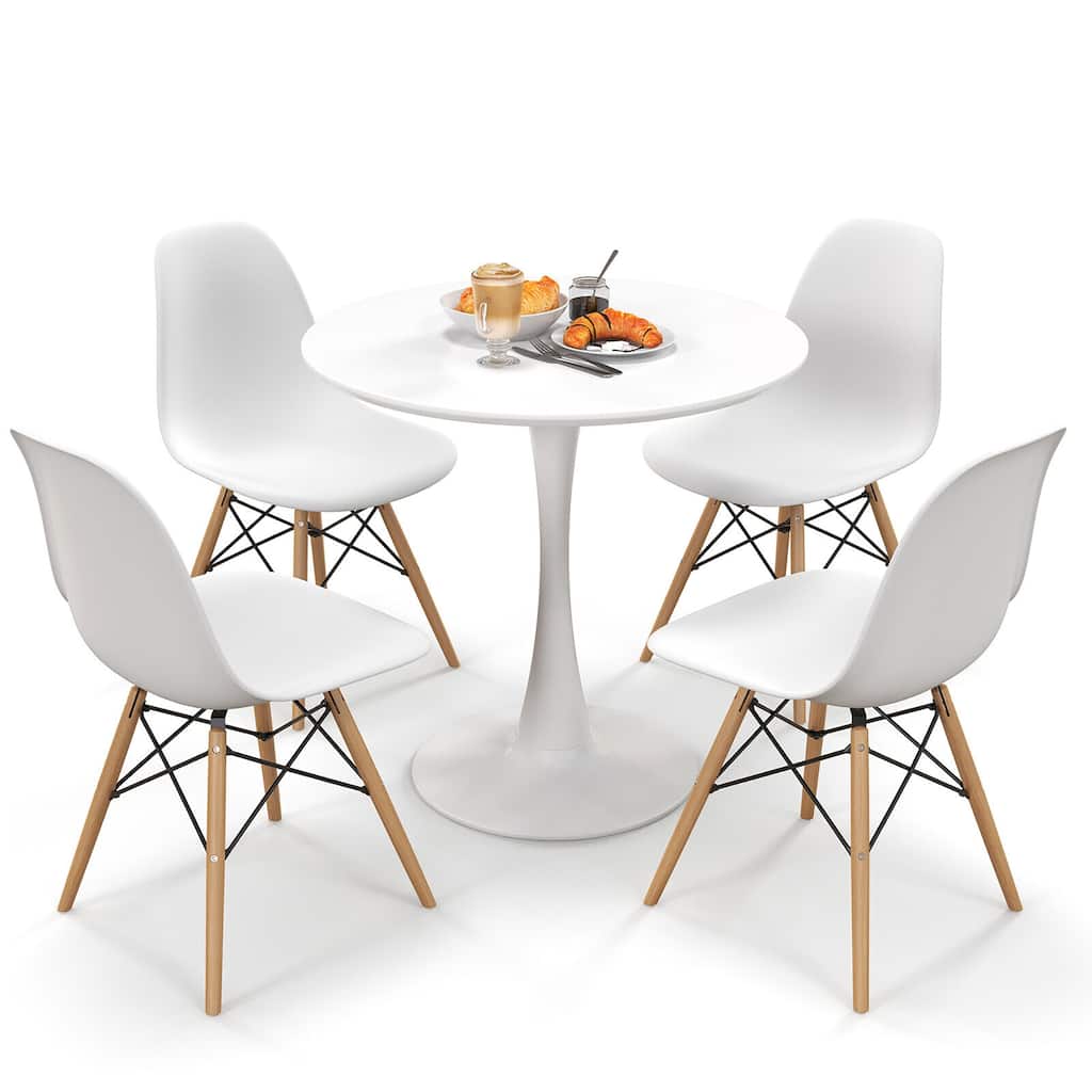 Gymax 5 PCS Dining Set Modern Round Dining Table 4 Chairs for Small