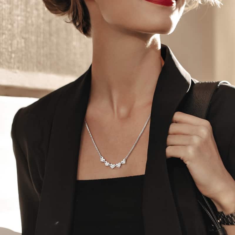 Miadora 5.3mm Heart Center 1.7mm Rolo Chain Necklace in Sterling Silver