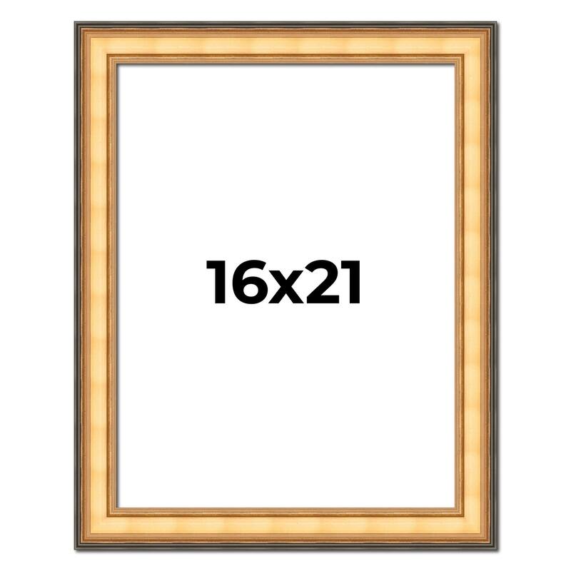 16x21 Frame Gold Plein Aire Solid Wood Picture Frame Width 2 Inches |