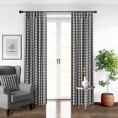 6ix Tailors Walker Check Iron Pinch Pleat Double Width Drapery Panels Pair